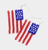 Fleurish Home USA Flag Seed Beaded Earrings