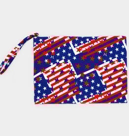 FLEURISH American USA Flag Printed Pouch Clutch Bag