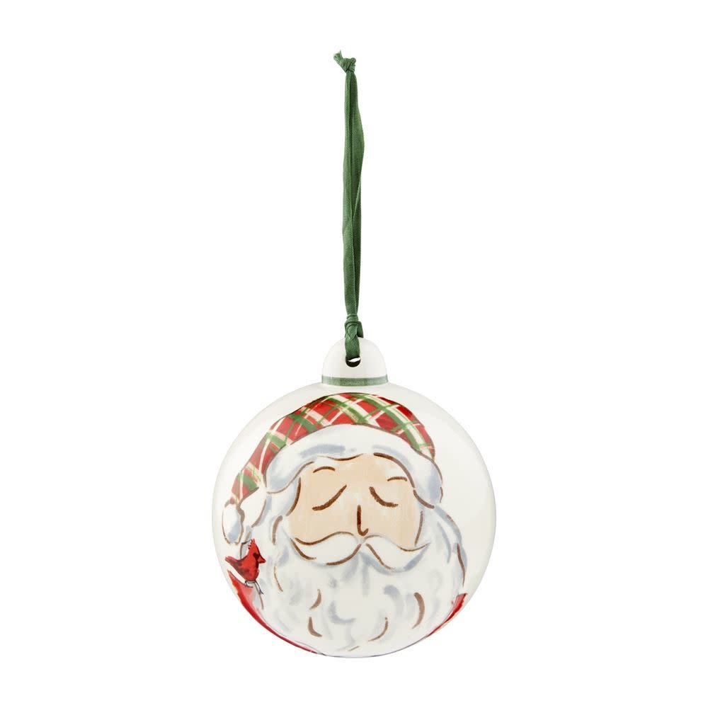 SANTA CERAMIC BALL ORNAMENT FLEURISH Home, Apparel & Gift
