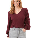 Democracy Heather Wineberry Sweetheart Neck Knit Top