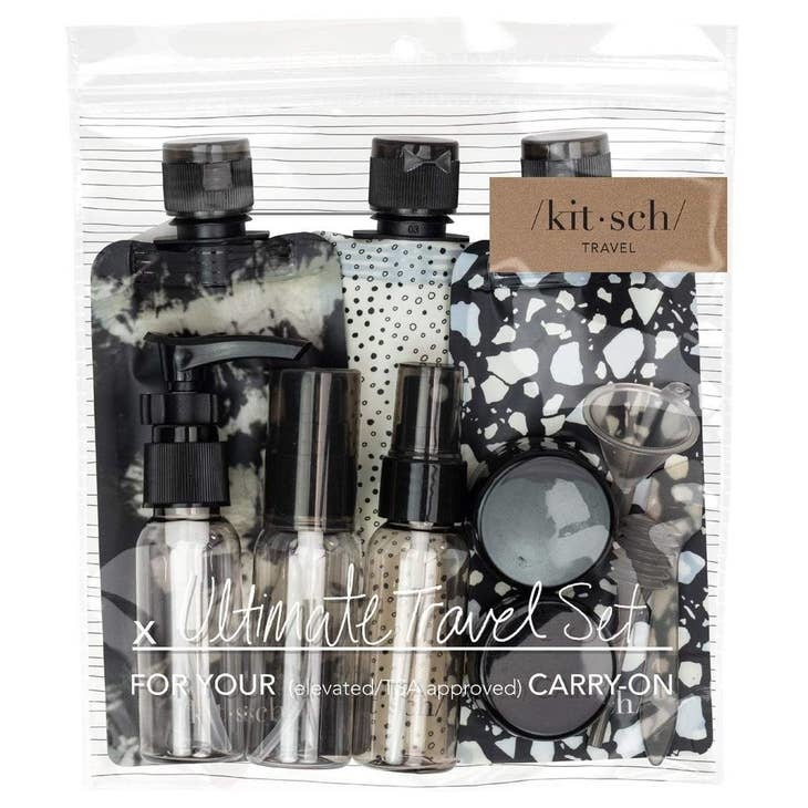 kitsch Refillable Ultimate Travel 11pc Set - Black & Ivory