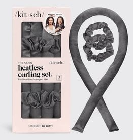 kitsch Satin Heatless Curling Set - Charcoal