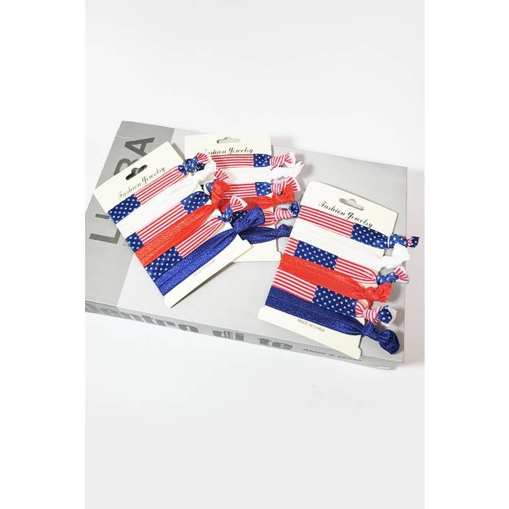 FLEURISH Patriotic American Flag Hair Ties (set of 6)