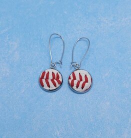 Home Run Accessories Real Baseball Seams French Hook Earrings