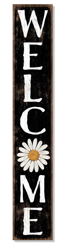 My Word Welcome - Black W/ White Daisy - Porch Board