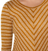 Liverpool Los Angeles Gold Stripe 3/4 Sleeve Miter Front Scoop Neck Knit Top