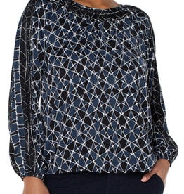 Liverpool Los Angeles Stargazing Long Sleeve Shirred Woven Blouse