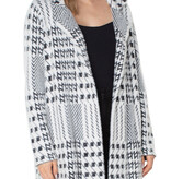 Liverpool Los Angeles Black/White Mixed Plaid Coatigan: Open Front Sweater Coat