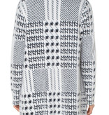 Liverpool Los Angeles Black/White Mixed Plaid Coatigan: Open Front Sweater Coat