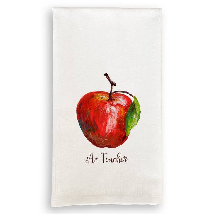 French Graffiti Apple With A+ Teacher Dish Towel