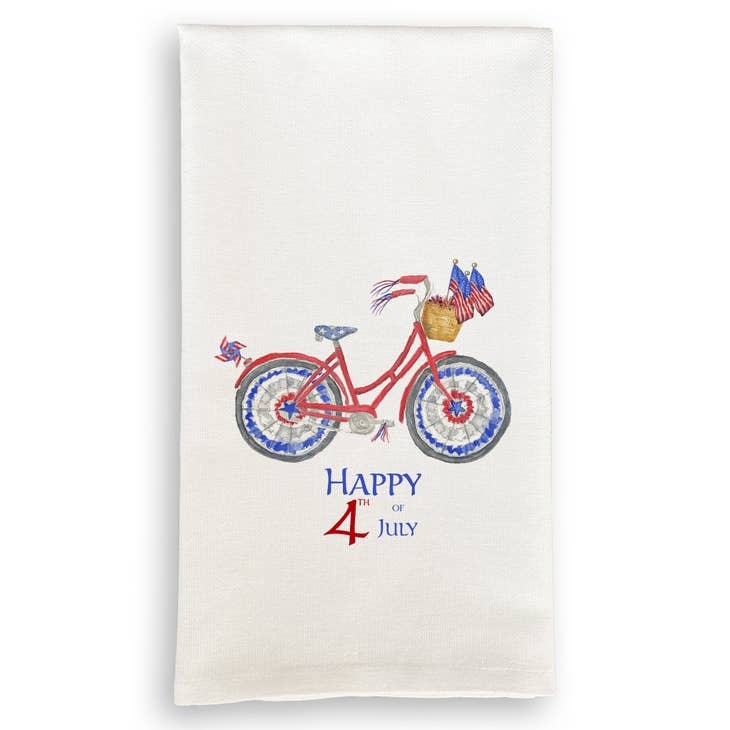 French Graffiti Patriotic Bike With Happy Fourth Of July Dish Towel