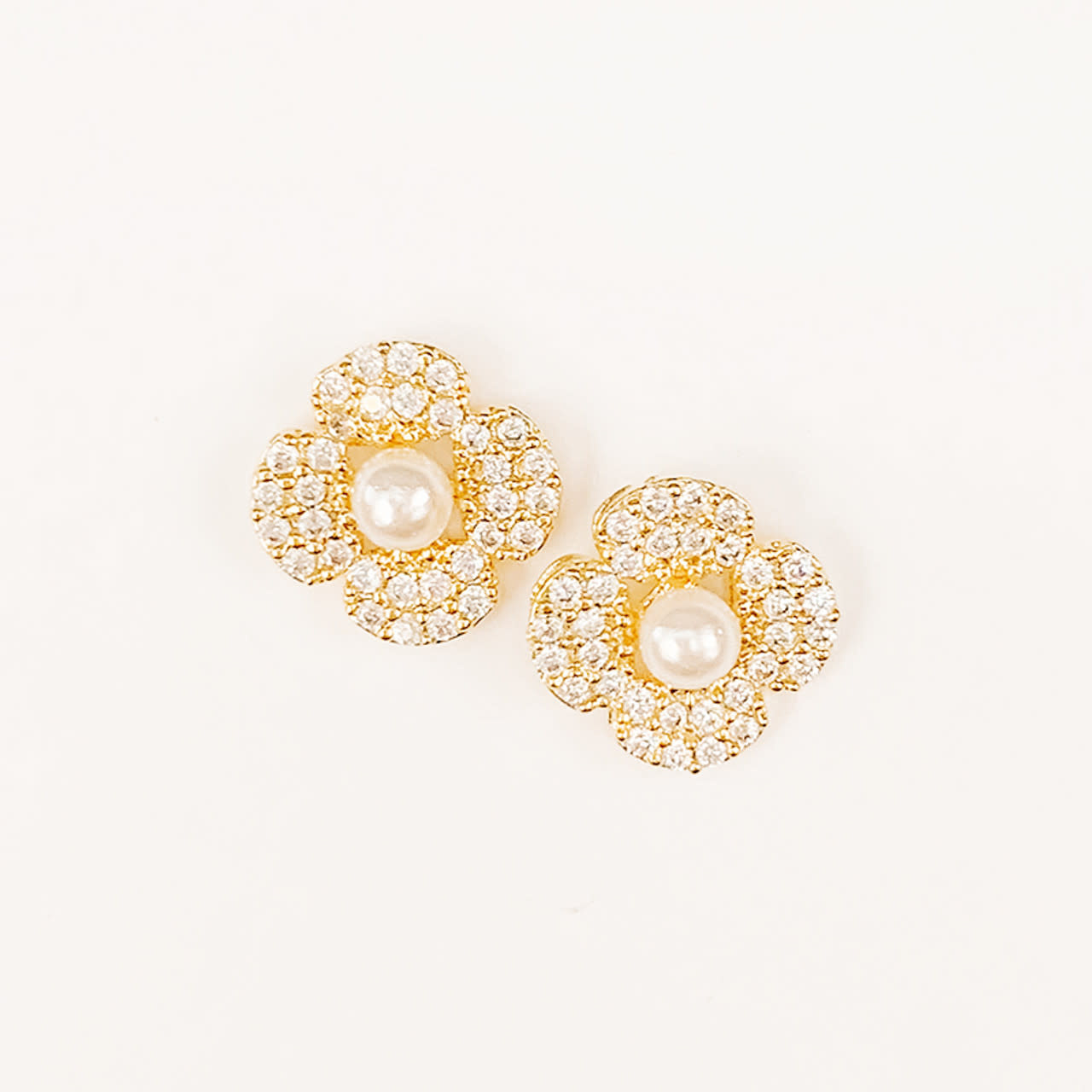 Lou & Co. Cubic Zirconia & Pearl Flower Stud Earrings