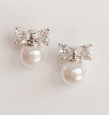 Lou & Co. Silver Pearl/CZ Bow Post Earrings