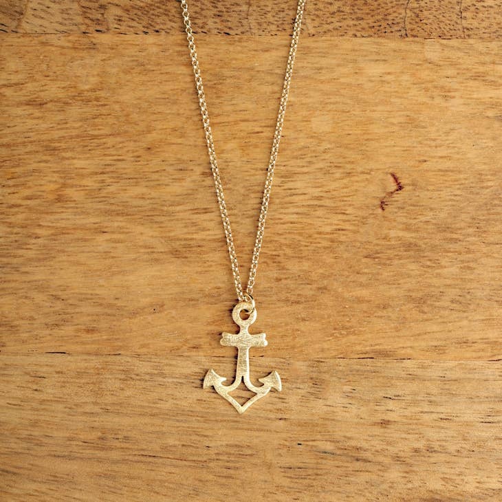 Bamboo Trading Company Anchor Necklace Gold