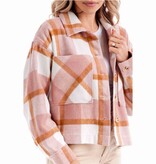 Mudpie Blush Maverick Plaid Shacket - L