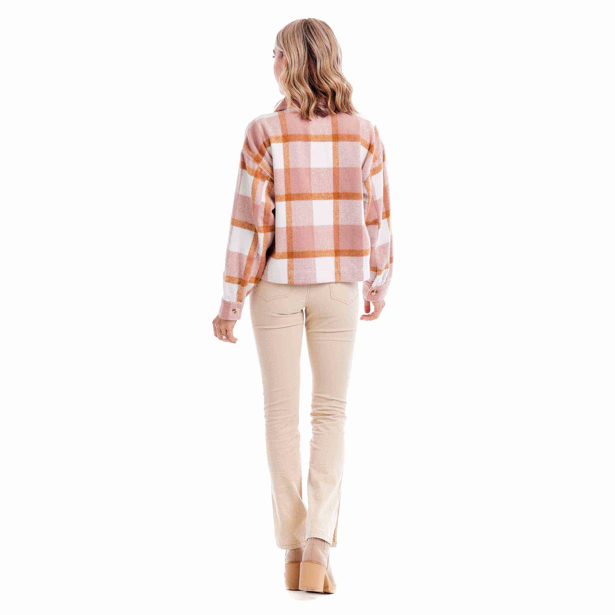 Mudpie Blush Maverick Plaid Shacket - L