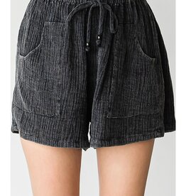 Jodifl Black Textured Washed Shorts