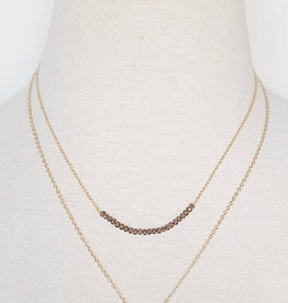 Lou & Co. Taupe Two-Layer Beaded Dainty Layer Necklace