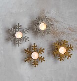 FLEURISH Cast Aluminum Snowflake Tealight Holder (choice of two styles both in either silver or gold)
