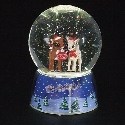 Rudolph the Red-Nosed Reindeer & Clarice Spinning Water Globe ...