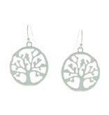 Takobia Silver Encircled Tree w/ Crystals French Hook Earrings