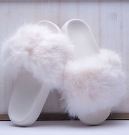 Amanda Blu Ivory Furry Slippers