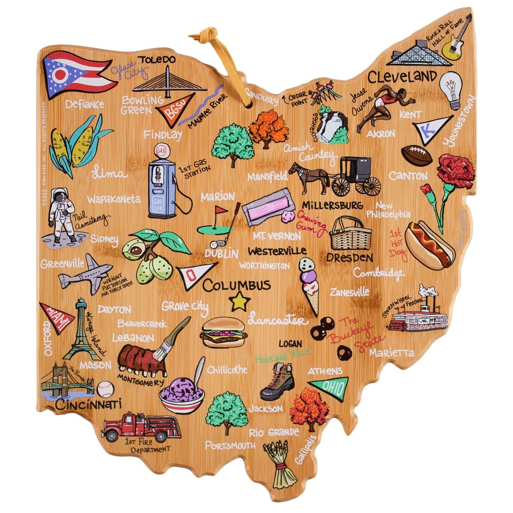 Totally Bamboo Ohio Cutting Board with Artwork By Fish Kiss