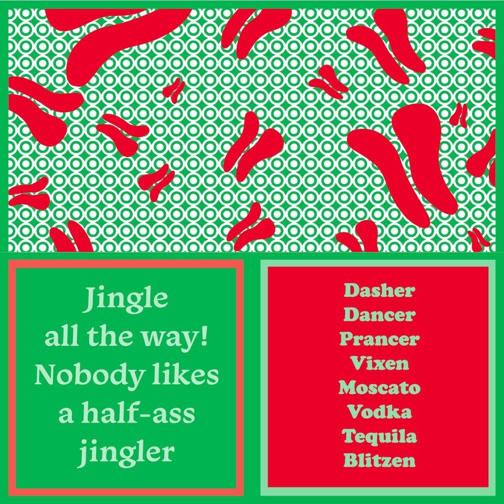 Drinks on Me coasters Napkin: XMAS Blitzen/Half Ass Jingler