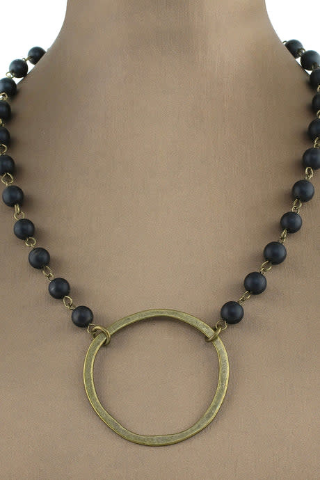 Cobblestone Living Onyx Selena Circle Beaded Necklace