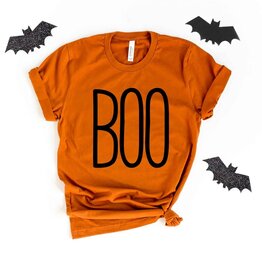 Olive and Ivory Wholesale Pumpkin Boo Word Short Sleeve Crew Neck - Halloween