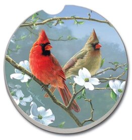 CounterArt and Highland Home Beautiful Songbirds-Cardinals Absorbent Stone Car Coaster