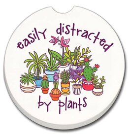 CounterArt and Highland Home Easily Distracted By Plants Absorbent Stone Car Coaster