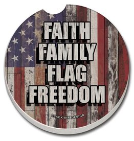 CounterArt and Highland Home Faith Family Flag Absorbent Stone Car Coaster