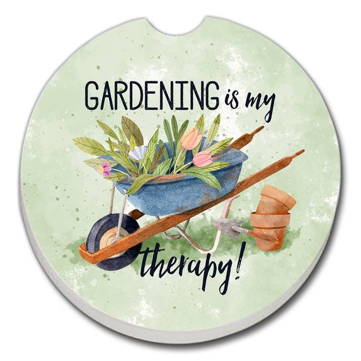 CounterArt and Highland Home Gardening Is My Therapy Absorbent Stone Car Coaster