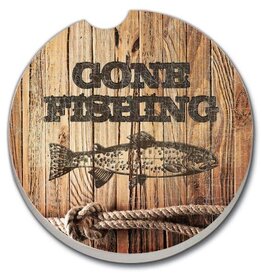 CounterArt and Highland Home Gone Fishing Absorbent Stone Car Coaster