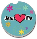 CounterArt and Highland Home Jesus Loves Me Absorbent Stone Car Coaster