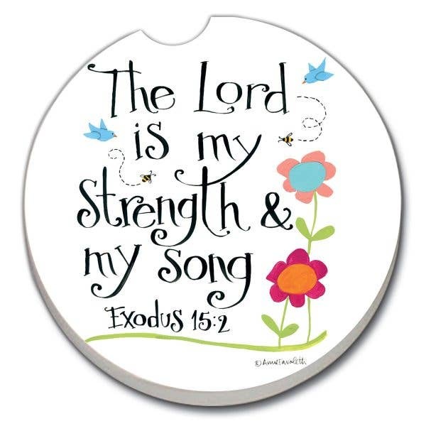 CounterArt and Highland Home Lord Is My Strength Absorbent Stone Car Coaster