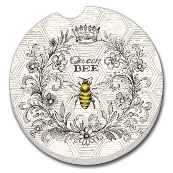 CounterArt and Highland Home Queen Bee Absorbent Stone Car Coaster