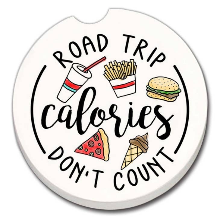 CounterArt and Highland Home Road Trip Calories Absorbent Stone Car Coaster
