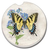 CounterArt and Highland Home Tiger Swallowtail Absorbent Stone Car Coaster