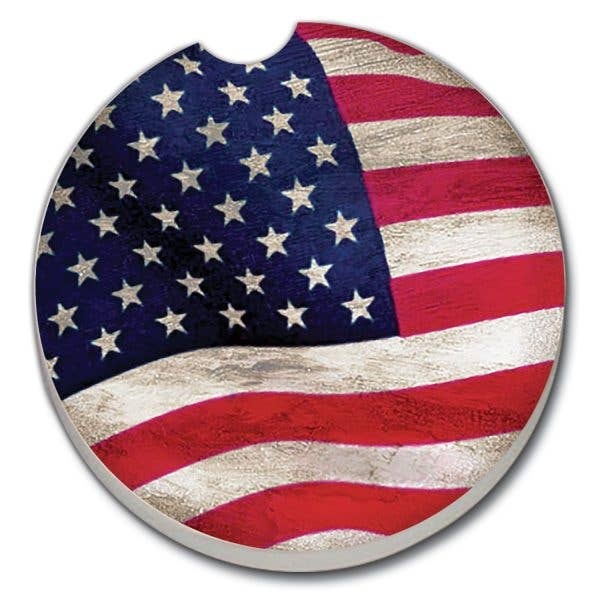 CounterArt and Highland Home US Flag Absorbent Stone Car Coaster