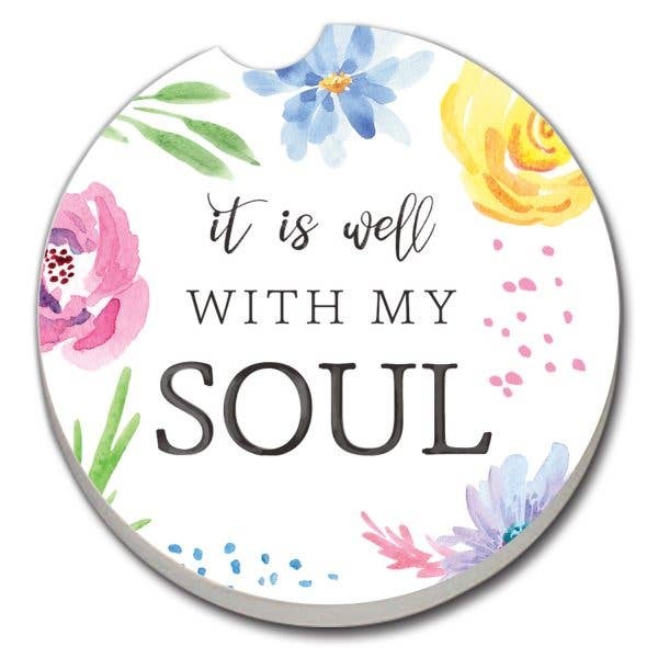 CounterArt and Highland Home Well with My Soul Absorbent Stone Car Coaster