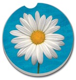 CounterArt and Highland Home White Daisy Absorbent Stone Car Coaster