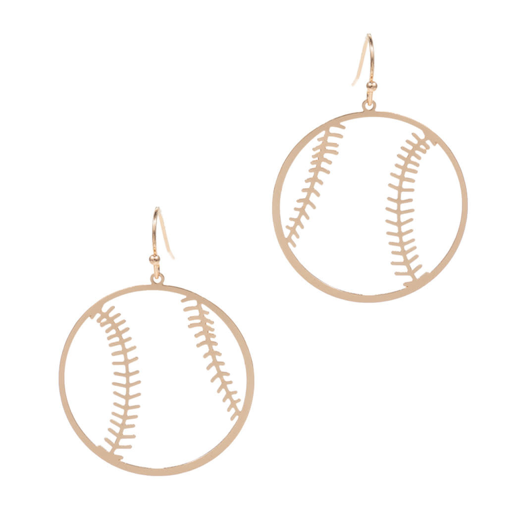 Fleurish Home Gold Baseball Shaped Brass Metal Hook Earring