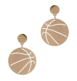 FLEURISH Gold Basketball Shaped Brass Post Earring
