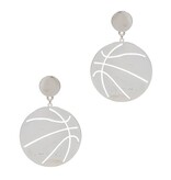 Fleurish Home Silver Basketball Shaped Brass Post Earring