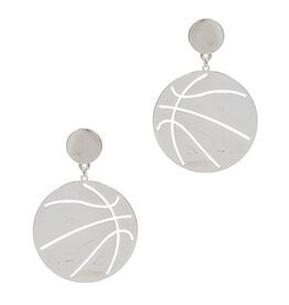 FLEURISH Silver Basketball Shaped Brass Post Earring