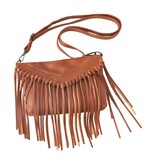 FLEURISH Brown Vegan Leather Fringed Crossbody Bag