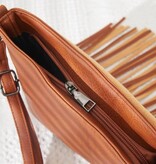 FLEURISH Brown Vegan Leather Fringed Crossbody Bag