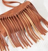 FLEURISH Brown Vegan Leather Fringed Crossbody Bag